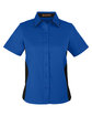 Harriton Ladies' Flash IL Colorblock Short Sleeve Shirt tr royal/ black OFFront