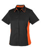 Harriton Ladies' Flash IL Colorblock Short Sleeve Shirt black/ tm orange OFQrt