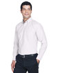 Harriton Men's Long-Sleeve Oxford with Stain-Release white ModelQrt