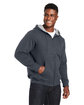 Harriton Men's ClimaBloc Lined Heavyweight Hooded Sweatshirt dark charcoal ModelQrt