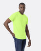 Next Level Apparel Unisex CVC Crewneck T-Shirt NEON HTHR GREEN ModelSide