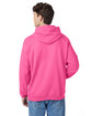 Hanes Unisex Ecosmart® 50/50 Pullover Hooded Sweatshirt safety pink ModelBack