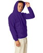 Hanes Unisex Ecosmart® 50/50 Pullover Hooded Sweatshirt athletic purple ModelSide