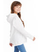 Hanes Youth 7.8 oz. EcoSmart® 50/50 Pullover Hooded Sweatshirt white ModelSide