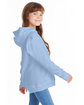 Hanes Youth 7.8 oz. EcoSmart® 50/50 Pullover Hooded Sweatshirt light blue ModelSide