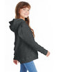 Hanes Youth 7.8 oz. EcoSmart® 50/50 Pullover Hooded Sweatshirt charcoal heather ModelSide