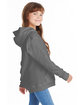 Hanes Youth 7.8 oz. EcoSmart® 50/50 Pullover Hooded Sweatshirt smoke gray ModelSide