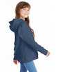 Hanes Youth 7.8 oz. EcoSmart® 50/50 Pullover Hooded Sweatshirt heather navy ModelSide