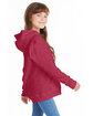 Hanes Youth 7.8 oz. EcoSmart® 50/50 Pullover Hooded Sweatshirt heather red ModelSide