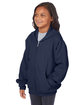 Hanes Youth EcoSmart Full-Zip Hooded Sweatshirt navy ModelQrt