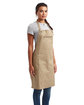 Artisan Collection by Reprime Unisex Barley Contrast Stitch Recycled Bib Apron khaki/ brown ModelQrt
