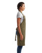Artisan Collection by Reprime Unisex Barley Contrast Stitch Recycled Bib Apron olive/ chestnut ModelSide