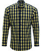 Artisan Collection by Reprime Men's Mulligan Check Long-Sleeve Cotton Shirt camel/ navy OFFront