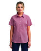 Artisan Collection by Reprime Ladies' Microcheck Gingham Short-Sleeve Cotton Shirt  