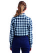 Artisan Collection by Reprime Ladies' Mulligan Check Long-Sleeve Cotton Shirt white/ navy ModelBack