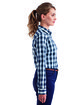 Artisan Collection by Reprime Ladies' Mulligan Check Long-Sleeve Cotton Shirt white/ navy ModelSide