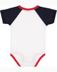 Rabbit Skins Infant Baseball Bodysuit white/ navy/ red ModelBack