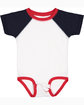 Rabbit Skins Infant Baseball Bodysuit white/ navy/ red ModelQrt