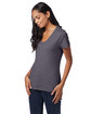 Hanes Ladies' Perfect-T V-Neck T-Shirt charcoal heather ModelQrt