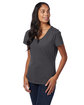 Hanes Ladies' Perfect-T V-Neck T-Shirt smoke gray ModelQrt