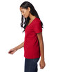 Hanes Ladies' Perfect-T V-Neck T-Shirt deep red ModelSide
