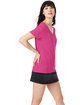 Hanes Ladies' Perfect-T V-Neck T-Shirt wow pink ModelSide