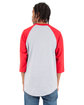 Shaka Wear Adult Three-Quarter Sleeve Raglan T-Shirt heather gry/ red ModelBack