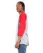 Shaka Wear Adult Three-Quarter Sleeve Raglan T-Shirt heather gry/ red ModelSide