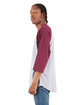 Shaka Wear Adult Three-Quarter Sleeve Raglan T-Shirt hthr gry/ brgndy ModelSide