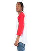 Shaka Wear Adult Three-Quarter Sleeve Raglan T-Shirt white/ red ModelSide