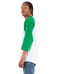Shaka Wear Adult Three-Quarter Sleeve Raglan T-Shirt white/ kelly grn ModelSide