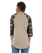 Shaka Wear Adult Three-Quarter Sleeve Camo Raglan T-Shirt olive/ camo grn ModelBack