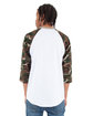Shaka Wear Adult Three-Quarter Sleeve Camo Raglan T-Shirt white/ camo grn ModelBack