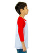 Shaka Wear Youth 6 oz., 3/4-Sleeve Raglan white/ red ModelSide