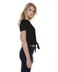 StarTee Drop Ship Ladies' Cotton Tie Front T-Shirt BLACK ModelSide