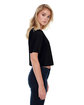 StarTee Ladies' Crop Boyfriend T-Shirt black ModelSide