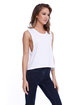 StarTee Drop Ship Ladies' Cotton Muscle Crop T-Shirt WHITE ModelSide