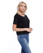 StarTee Drop Ship Ladies' Cotton Boxy T-Shirt BLACK ModelSide