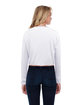 StarTee Ladies' Long-Sleeve Crop Boyfriend T-Shirt white ModelBack