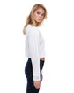 StarTee Ladies' Long-Sleeve Crop Boyfriend T-Shirt white ModelSide