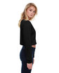 StarTee Drop Ship Ladies' Boyfriend Long Sleeve Crop T-Shirt BLACK ModelSide