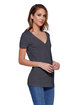 StarTee Ladies' CVC V-Neck T-Shirt charcoal heather ModelSide