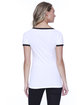 StarTee Ladies' CVC Ringer T-Shirt white/ black ModelBack