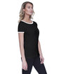 StarTee Ladies' CVC Ringer T-Shirt black/ white ModelSide