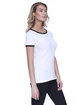 StarTee Ladies' CVC Ringer T-Shirt white/ black ModelSide