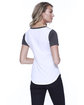 StarTee Ladies' CVC Varsity V-Neck T-Shirt white/ chrcl hth ModelBack