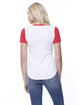 StarTee Ladies' CVC Varsity V-Neck T-Shirt white/ red hthr ModelBack
