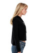 StarTee Ladies' CVC Cropped Hoodie T-Shirt black ModelSide