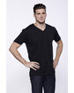 StarTee Men's CVC V-Neck T-Shirt black ModelSide