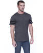 StarTee Men's CVC Stripe Varsity T-Shirt charcl hthr/ blk ModelSide
